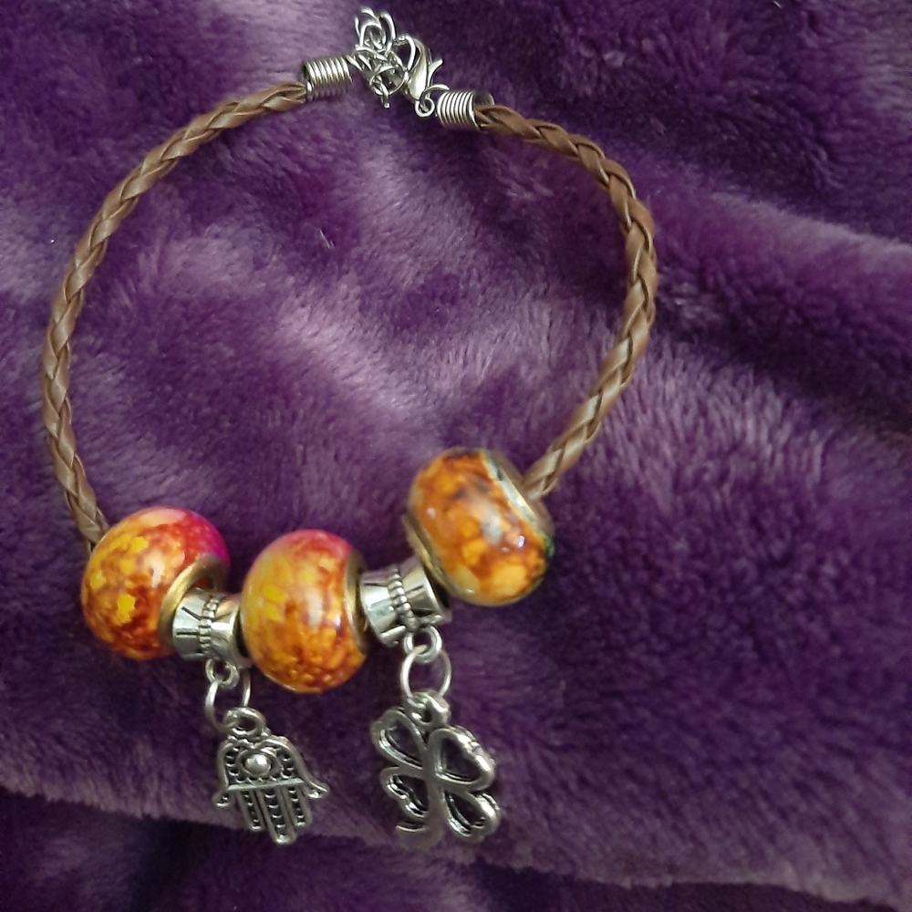Handmade leather twisted bracelet or anklet